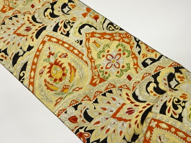 草花模様織出し袋帯